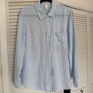 H&M Light Blue Linen Button-Up Shirt Size M